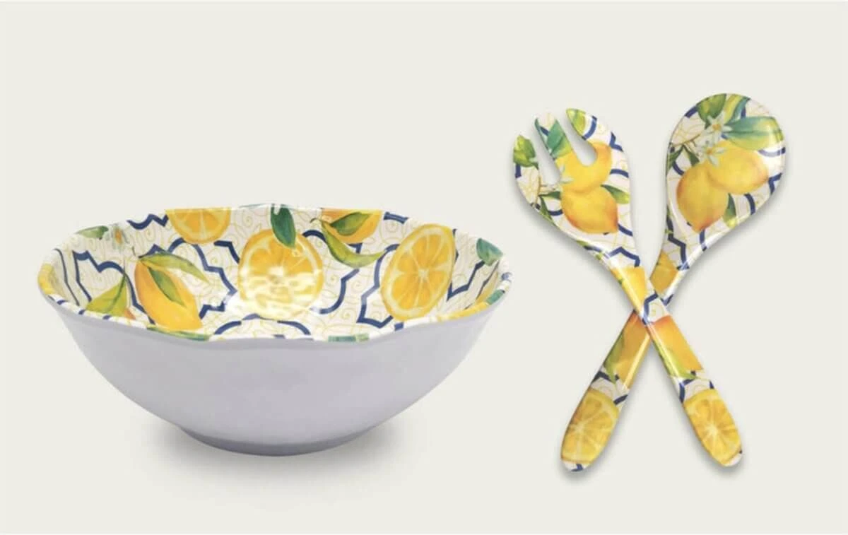 Oldenhof Lemon Saladeschaal Met Slacouvert ø 30 Cm Melamine 3 Oldenhof Lemon Saladeschaal Met Slacouvert ø 30 Cm Melamine