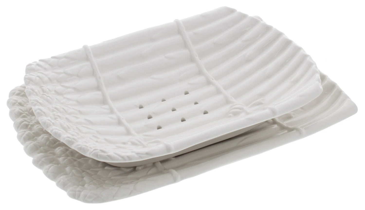 Oldenhof Uitlekschaal Met Onderbord Voor Asperges Aardewerk Wit 3 Oldenhof Uitlekschaal Met Onderbord Voor Asperges Aardewerk Wit