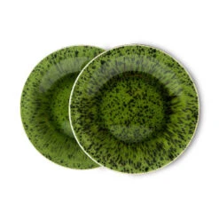 HK Living ACE7013 The Emeralds Side Plate Spotted ø 21,6 Cm Keramiek Groen 2-delig