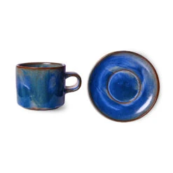 HK Living Chef Ceramics ACE7164 Kop En Schotel 220 Ml Aardewerk Rustic Blue -Bekend Glaswerk Winkel ace7164 lr a 01 55015