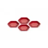 Le Creuset Hexagon Serveerschaaltje 9,5 Cm Aardewerk Kersrood 4 Stuks