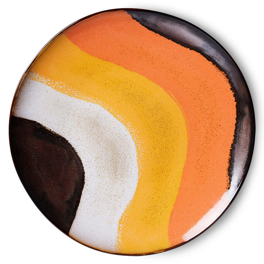 HK Living 70's ACE7183 Retro Wave Dinerbord ø 29 Cm Aardewerk 2 Stuks 4 HK Living 70's ACE7183 Retro Wave Dinerbord ø 29 Cm Aardewerk 2 Stuks - Afbeelding 2