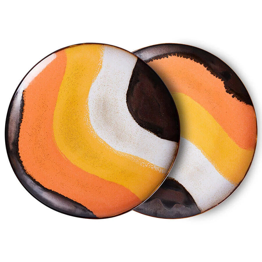 HK Living 70's ACE7183 Retro Wave Dinerbord ø 29 Cm Aardewerk 2 Stuks 3 HK Living 70's ACE7183 Retro Wave Dinerbord ø 29 Cm Aardewerk 2 Stuks