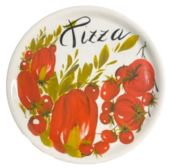 Oldenhof Pizzabord Met Tomaten Ø 33 Cm Aardewerk Wit